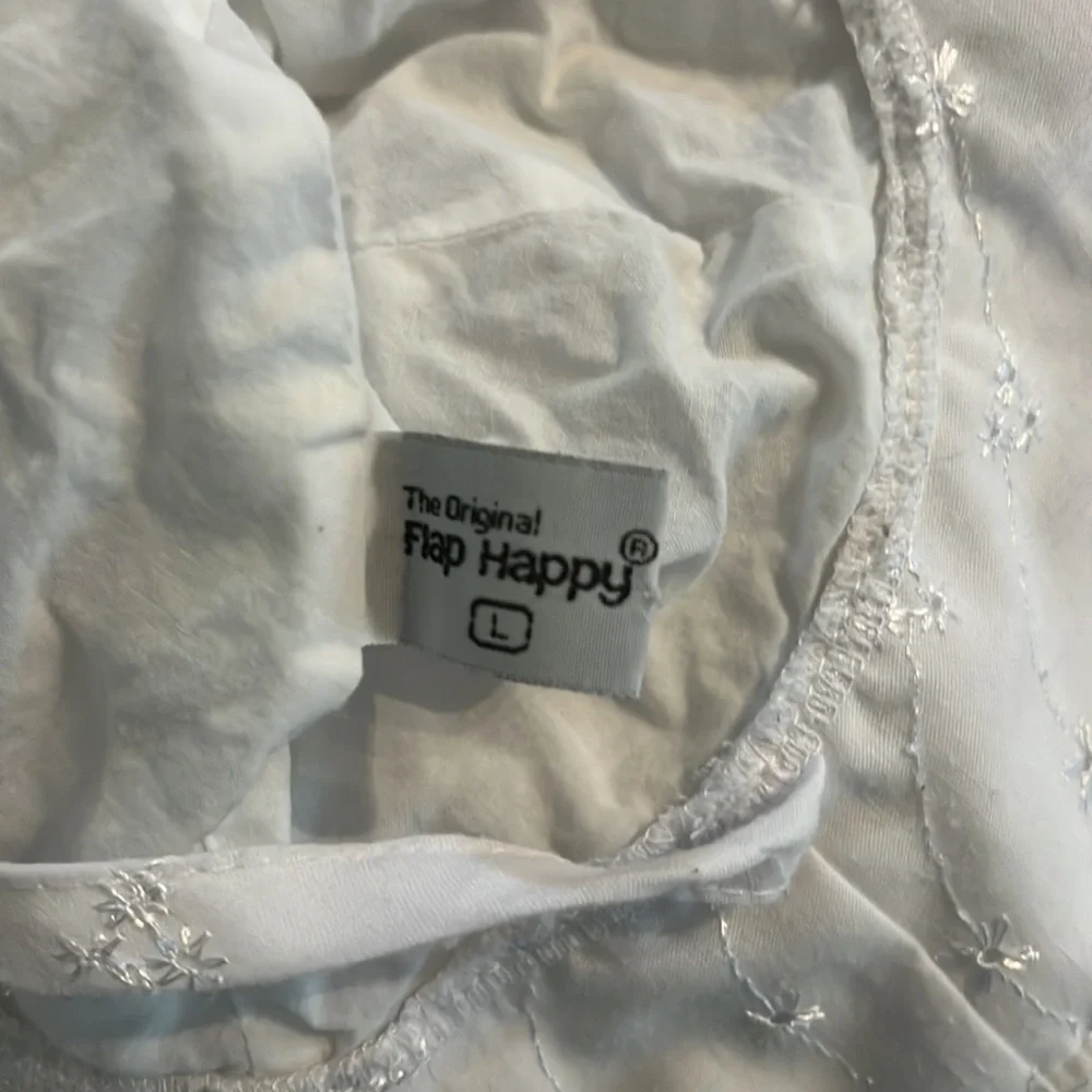 Flap Happy White Flower stitched Sun hat L - Picture 4 of 6